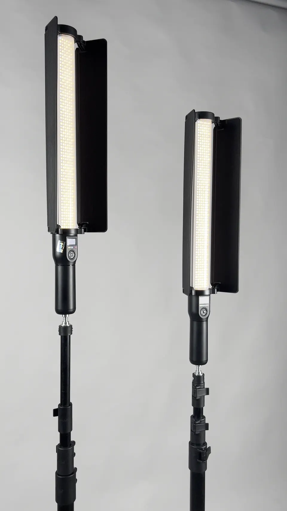 LED tube lights mounted on studio stands